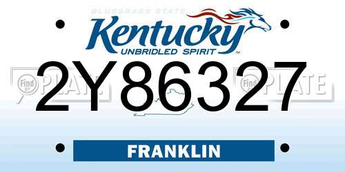 2Y86327 Kentucky License Plate