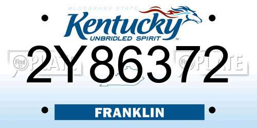 2Y86372 Kentucky License Plate
