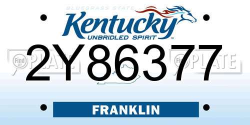 2Y86377 Kentucky License Plate