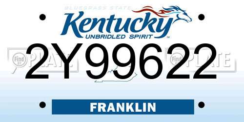 2Y99622 Kentucky License Plate