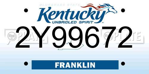 2Y99672 Kentucky License Plate