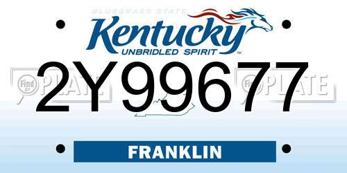 2Y99677 Kentucky License Plate