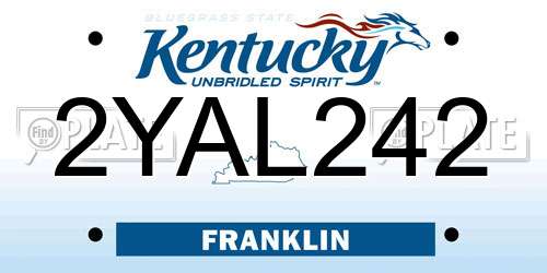 2YAL242 Kentucky License Plate