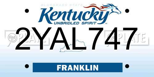 2YAL747 Kentucky License Plate