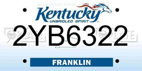 2YB6322 Kentucky License Plate