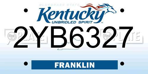 2YB6327 Kentucky License Plate