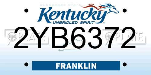 2YB6372 Kentucky License Plate
