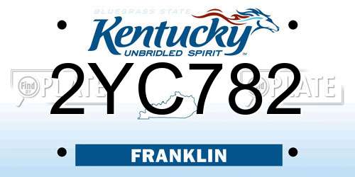 2YC782 Kentucky License Plate