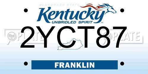 2YCT87 Kentucky License Plate