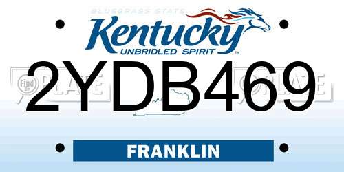 2YDB469 Kentucky License Plate