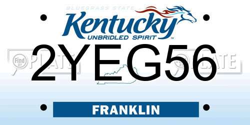 2YEG56 Kentucky License Plate