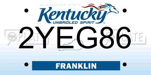 2YEG86 Kentucky License Plate