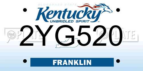 2YG520 Kentucky License Plate
