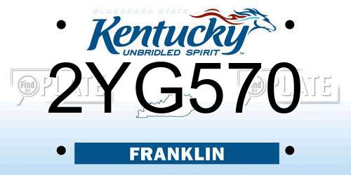 2YG570 Kentucky License Plate