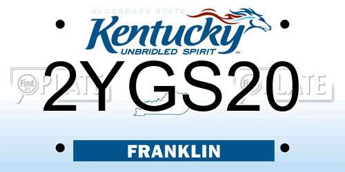 2YGS20 Kentucky License Plate