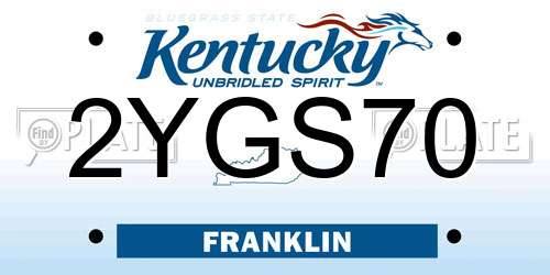 2YGS70 Kentucky License Plate