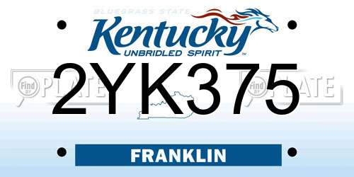 2YK375 Kentucky License Plate