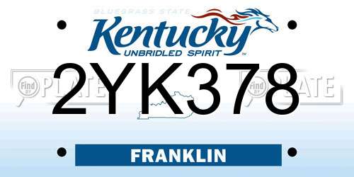 2YK378 Kentucky License Plate
