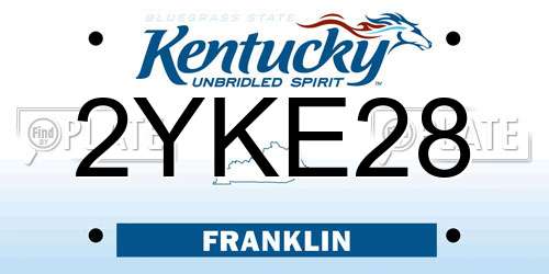 2YKE28 Kentucky License Plate