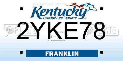 2YKE78 Kentucky License Plate