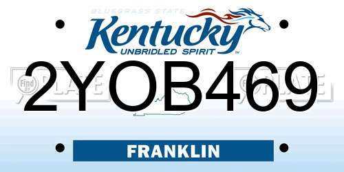 2YOB469 Kentucky License Plate