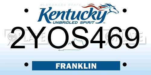 2YOS469 Kentucky License Plate
