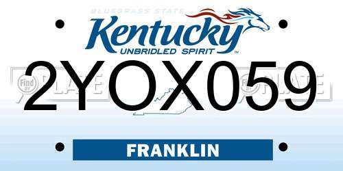 2YOX059 Kentucky License Plate