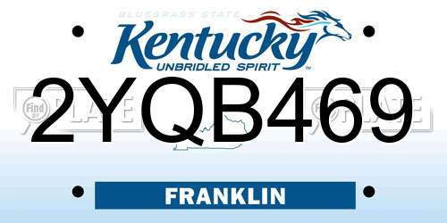 2YQB469 Kentucky License Plate