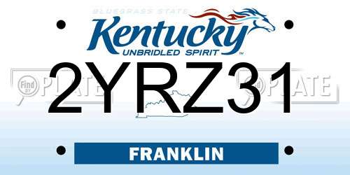 2YRZ31 Kentucky License Plate
