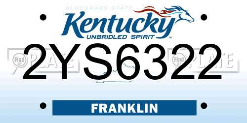 2YS6322 Kentucky License Plate