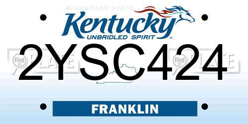 2YSC424 Kentucky License Plate