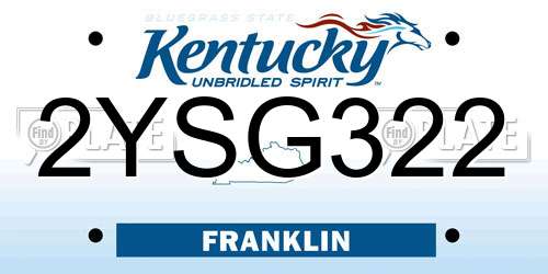 2YSG322 Kentucky License Plate