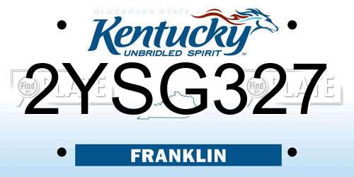 2YSG327 Kentucky License Plate