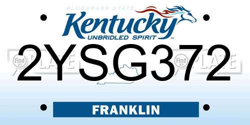 2YSG372 Kentucky License Plate