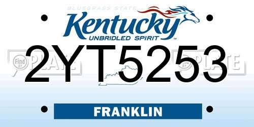 2YT5253 Kentucky License Plate