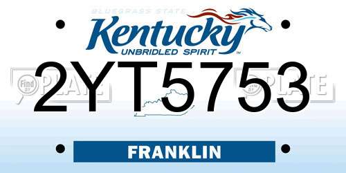 2YT5753 Kentucky License Plate