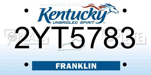 2YT5783 Kentucky License Plate