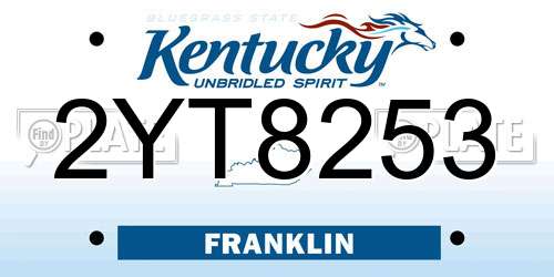 2YT8253 Kentucky License Plate