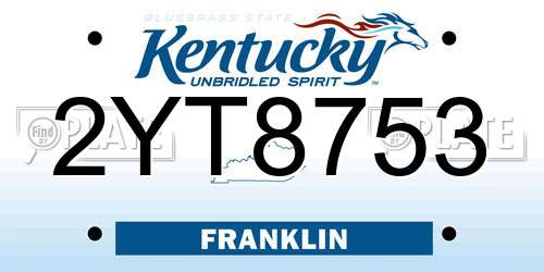 2YT8753 Kentucky License Plate