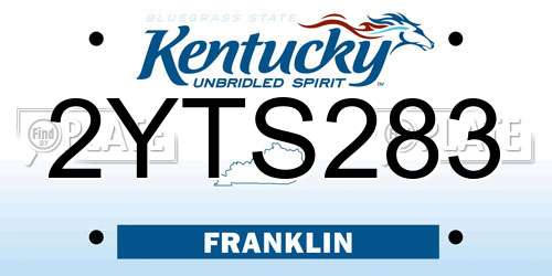 2YTS283 Kentucky License Plate