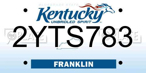 2YTS783 Kentucky License Plate