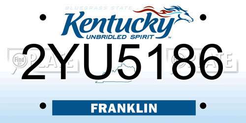 2YU5186 Kentucky License Plate