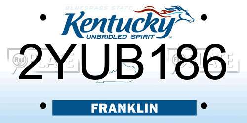 2YUB186 Kentucky License Plate