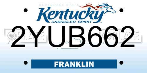 2YUB662 Kentucky License Plate