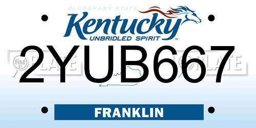 2YUB667 Kentucky License Plate