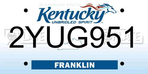 2YUG951 Kentucky License Plate