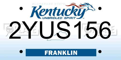 2YUS156 Kentucky License Plate