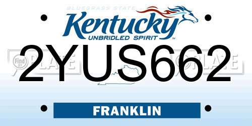 2YUS662 Kentucky License Plate
