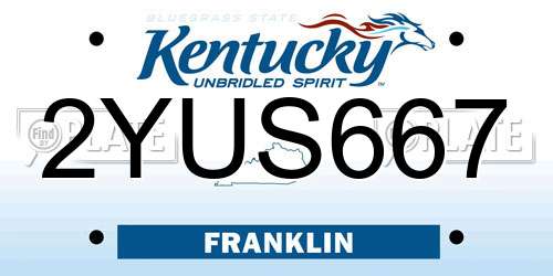 2YUS667 Kentucky License Plate