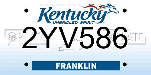 2YV586 Kentucky License Plate